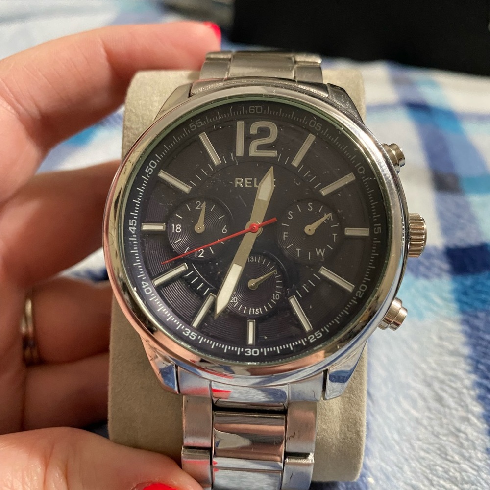 This is a Relic stainless steel watch.